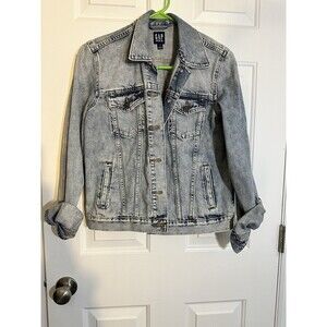 Gap Denim Jacket Women's Medium Blue Button Up Long Sleeve Stretch Casual Retro